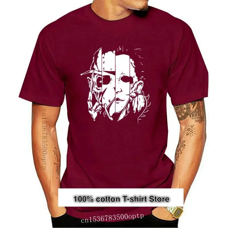 Camiseta de Horror clásica para hombre, camisa holgada con cara de cuero de Jason Krueger, Michael Myers, nueva