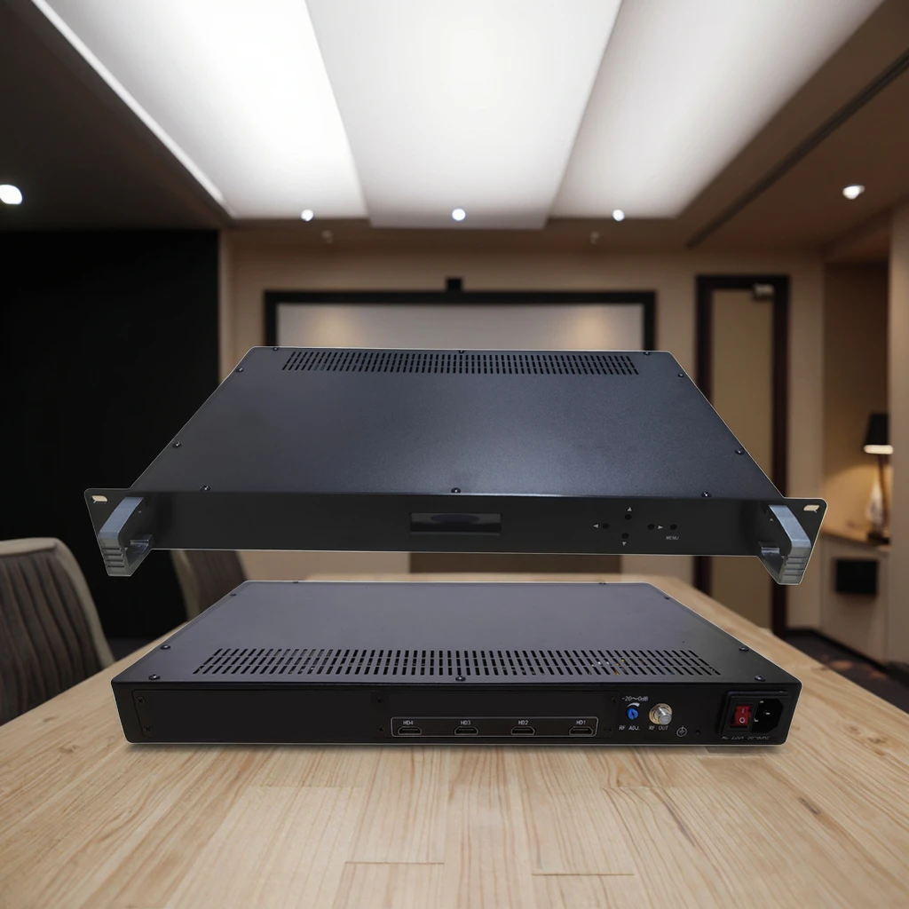 

HD 4-Channel RF Modulator for Coaxial TV Systems Frequency Adjustable for Radio & TV Broadcasting Equipment