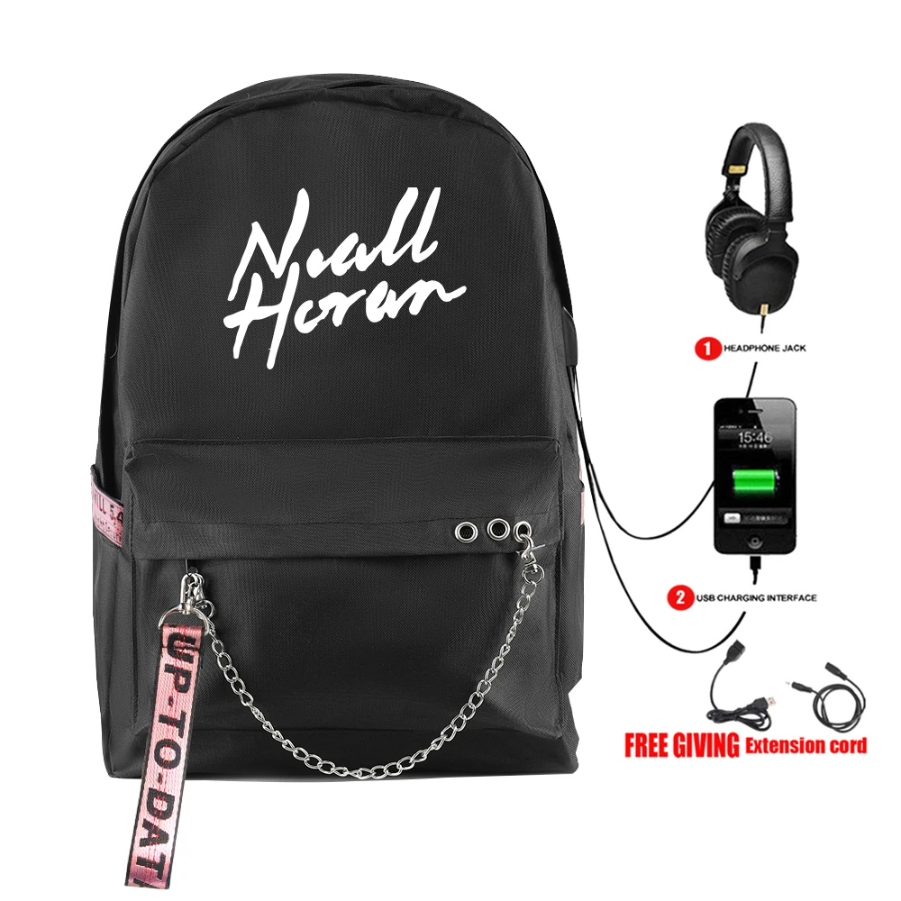 Hip Hop Youthful School Bag Unisex Niall Horan Travel Bags Usb Rechargeable Oxford Waterproof Notebook Shoulder Backpacks