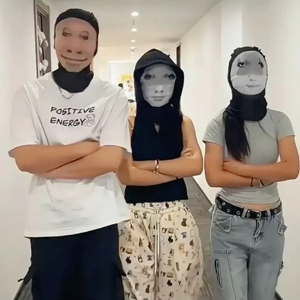 Máscara facial engraçada impressa-malha elástica respirável unissex rpg headwear para máscara abstrata brincadeira engraçada truques engraçados