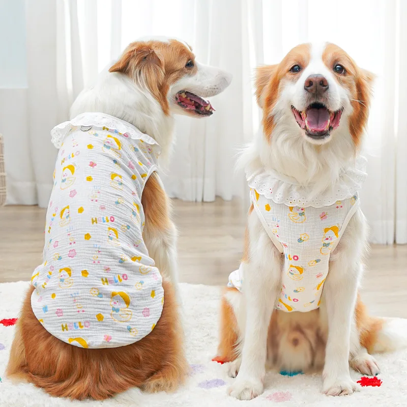Large Dog Medium Small Dog Clothes Summer Breathable Clothing For 1-45kg Dog Pet Coat French Bulldog Cotton Vest for Kitty Doggy