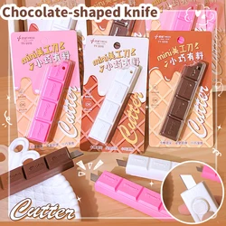 Tienda de papelería kawaii escolar, bonito cuchillo de bolsillos, mini cortador, cortador de caja, cuchillo multiusos en forma de Chocolate, Navajas de bolsillo, cosas lindas