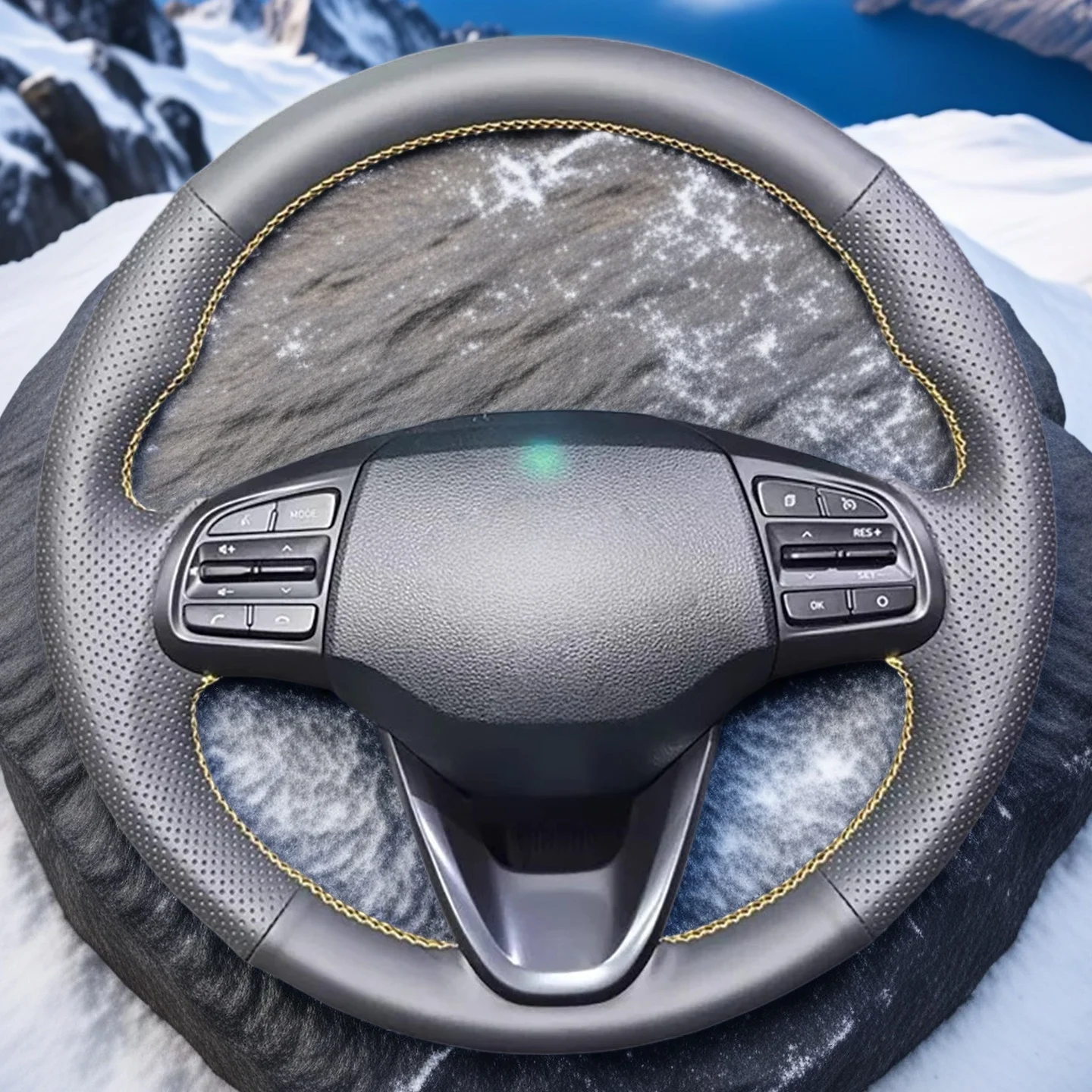 

DIY Hand-Stitched Custom High-quality Microfiber Leather Steering Wheel Cover For Hyundai Kona Verna 2017-2020 I10 2020