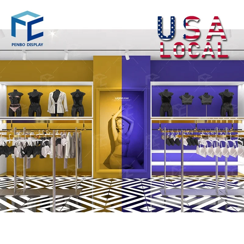 custom.Unique Underwear Stores Interior Design Custom Lingerie Bra Display Rack Female and Male Underwear Shop Deco