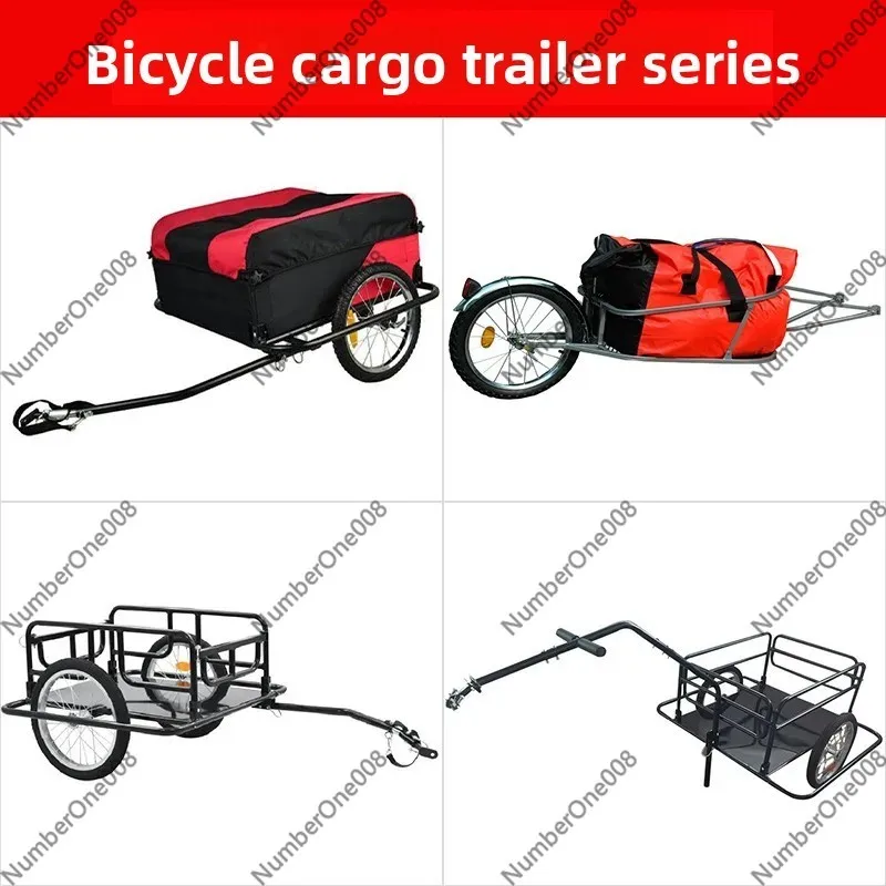 Foldable Cargo Bicycle Trailer, Heavy Duty Rear Mounted Utility Wagon for Outdoor Riding, Luggage Carrier Bike Traction Tool