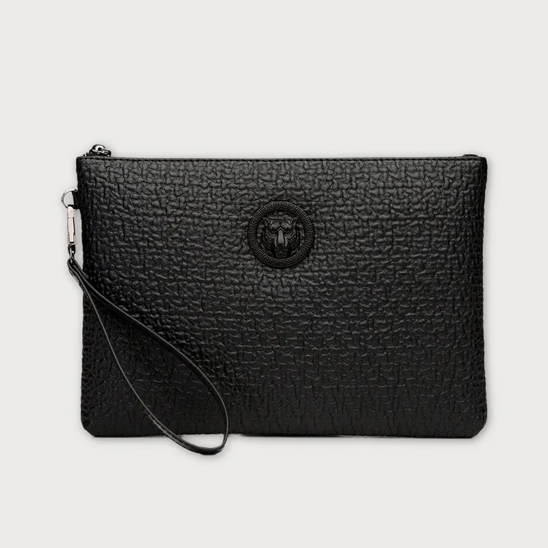 Tiger Head Design Men's Wallet Leather Feel Handbag Large Capacity Business Handbag Envelope Style