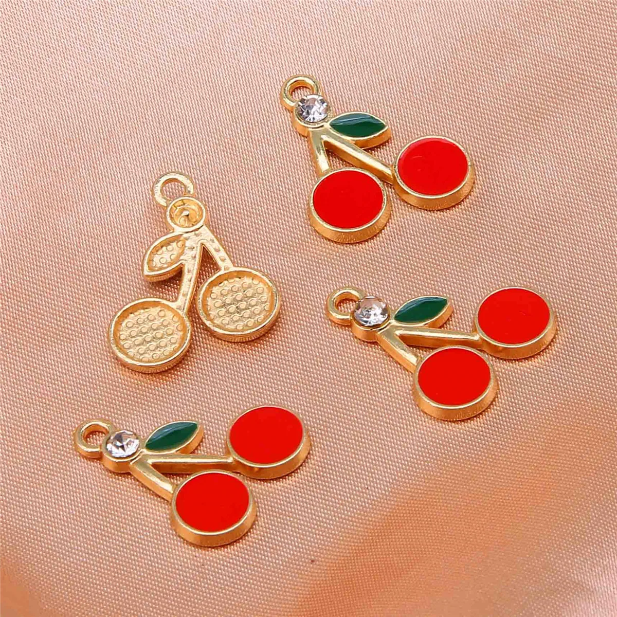 10pcs new fruit pendant strawberry banana cherry apple alloy pendant necklace earring DIY accessories wholesale