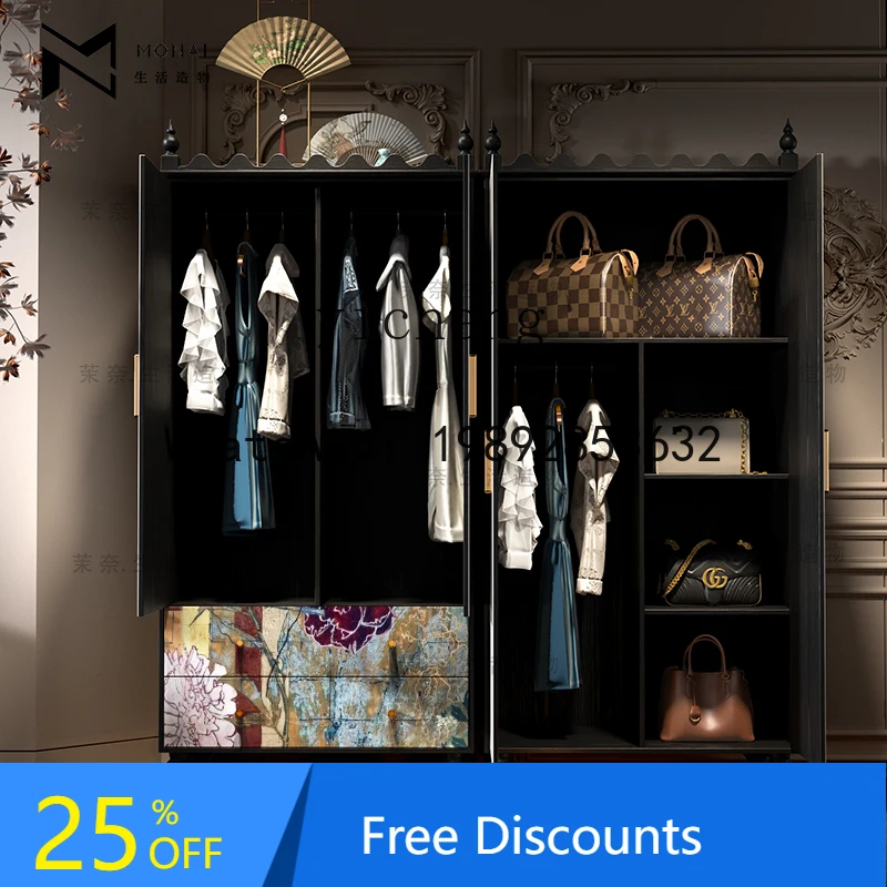 Solid Wood Wardrobe Flower Cluster Storage Decorative Cabinet Bedroom Bedside Cabinet