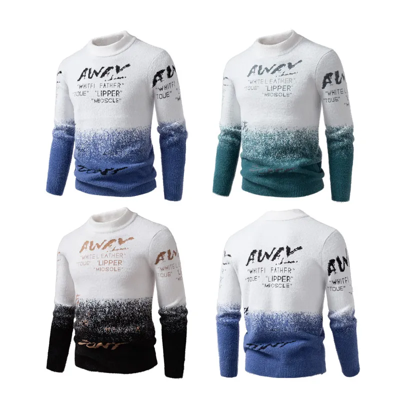 

Men's Knitted Sweater 2025 New Arrival Water Rabbit Fur Simulation Long Sve f High Collar Casual Comfortable Knitwear