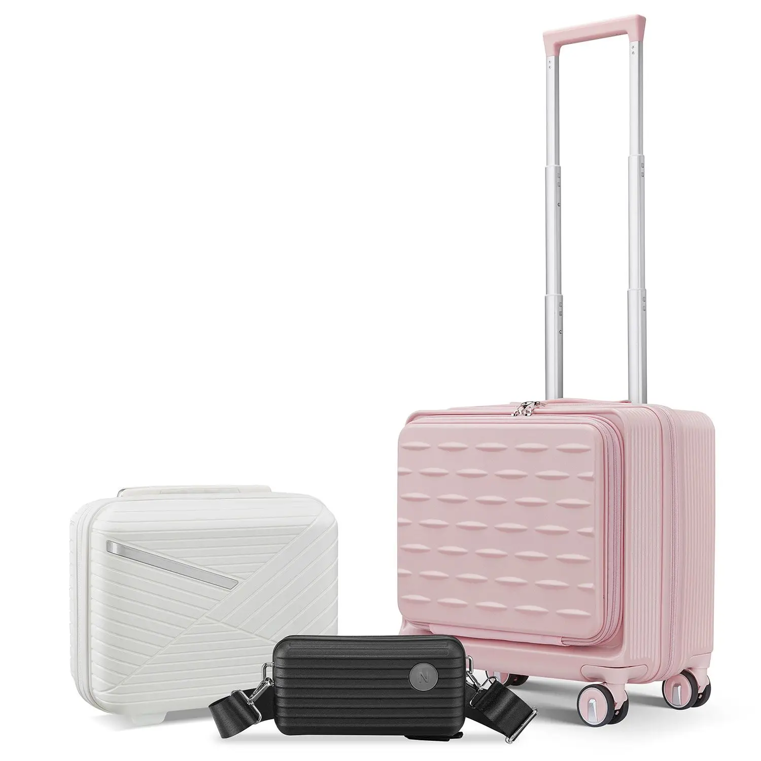 

18" Carry On Luggage with Front Open Door &Laptop Interlayer, Hard Shell Suitcase Built-In TSA Luggage Lock, Hardside Lightweigh