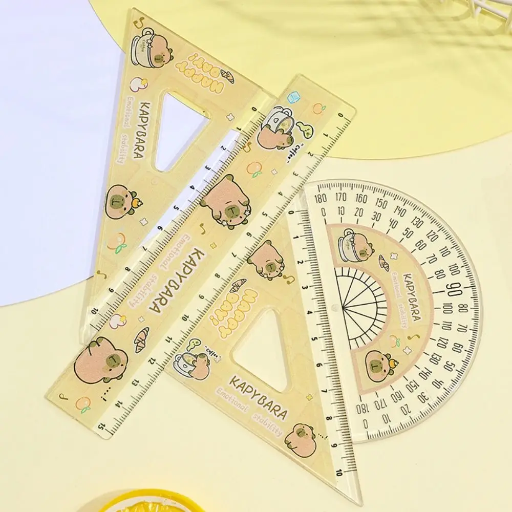 

4pcs/set Creative Acrylic Capybara Set of Rulers Office Supplies Drawing Tools Soft Ruler Set Cute Cartoon Straight Ruler Cute
