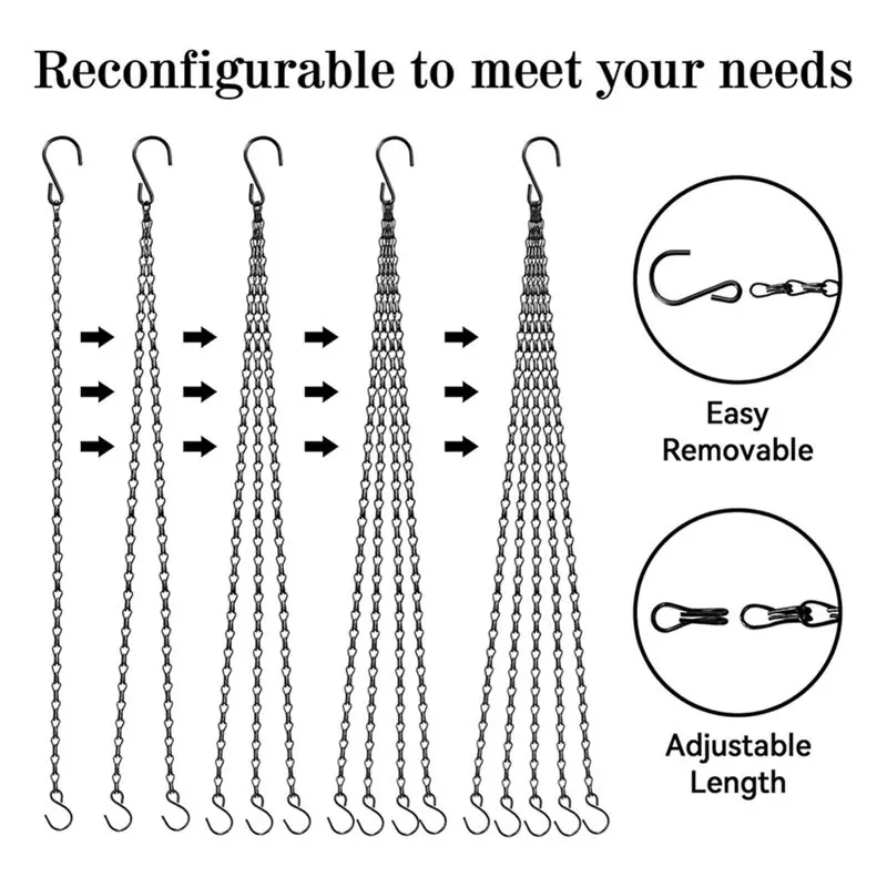 B97A-4Pack 24Inch Hanging Basket Chain With Hooks Adjustable