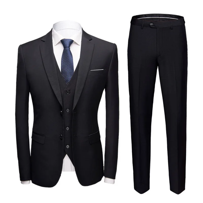 Casual Business Men's Two-Piece Suit Set Slim Fit Korean Style Western Wear Spring Autumn Winter Seasonal Special Wide Edition