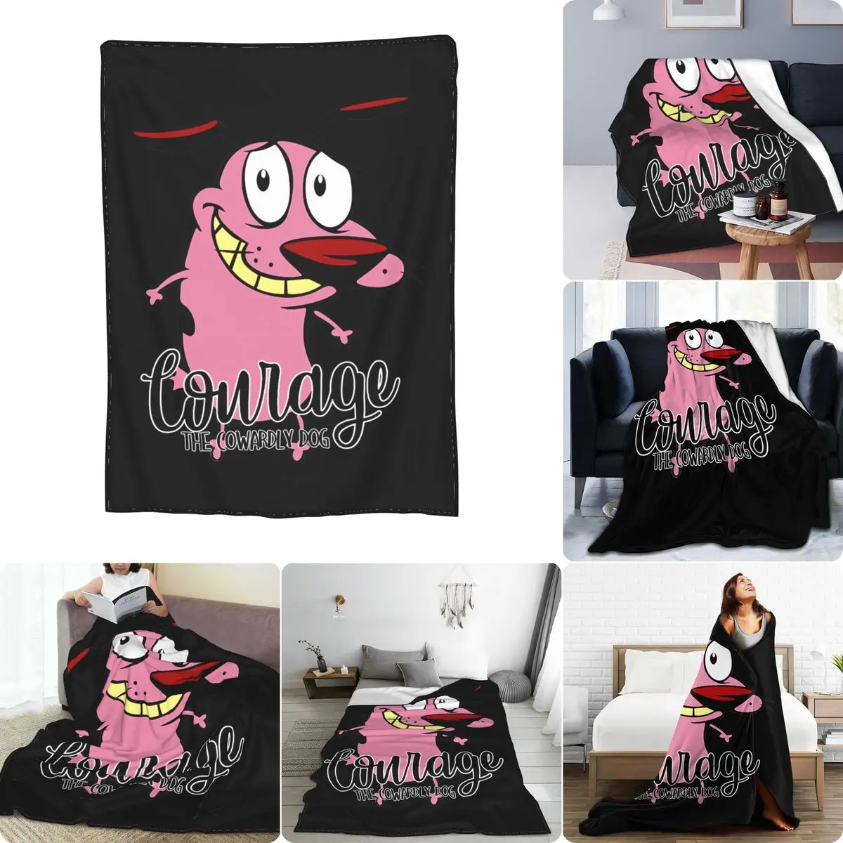 Lion Cowardly Dog Courage The Cartoon Ultra-Soft Micro Fleece Blanket Plush