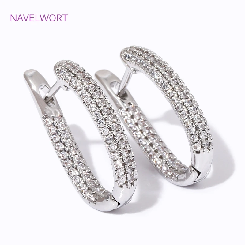 Fashion 15mm*23.5mm 18K Gold Plated Brass U Shape Earring Hooks Clasps,Inlaid Zircon Earring For Women Wedding Party Gifts