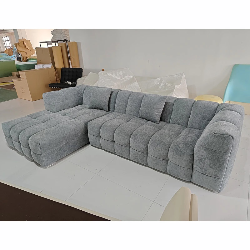 AIROW Modern Minimalist Velvet L-shaped Modular Sectional Sofa Set, Living Room Couch Furniture