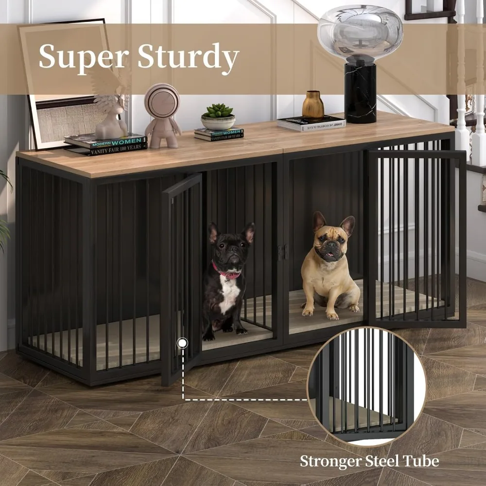 Imagem -04 - Móveis para Cães Grandes para Cães 716 Steel Frame Caixa com Portas Duplas Canil Resistente Pesado para Cães Médio