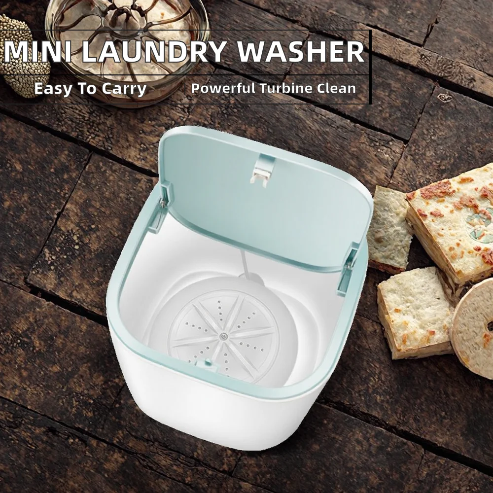 Electric Mini Plastic Washing Machine Laundry Barrel Underwear Socks Portable Personal Rotating Ultrasonic Turbine Washer