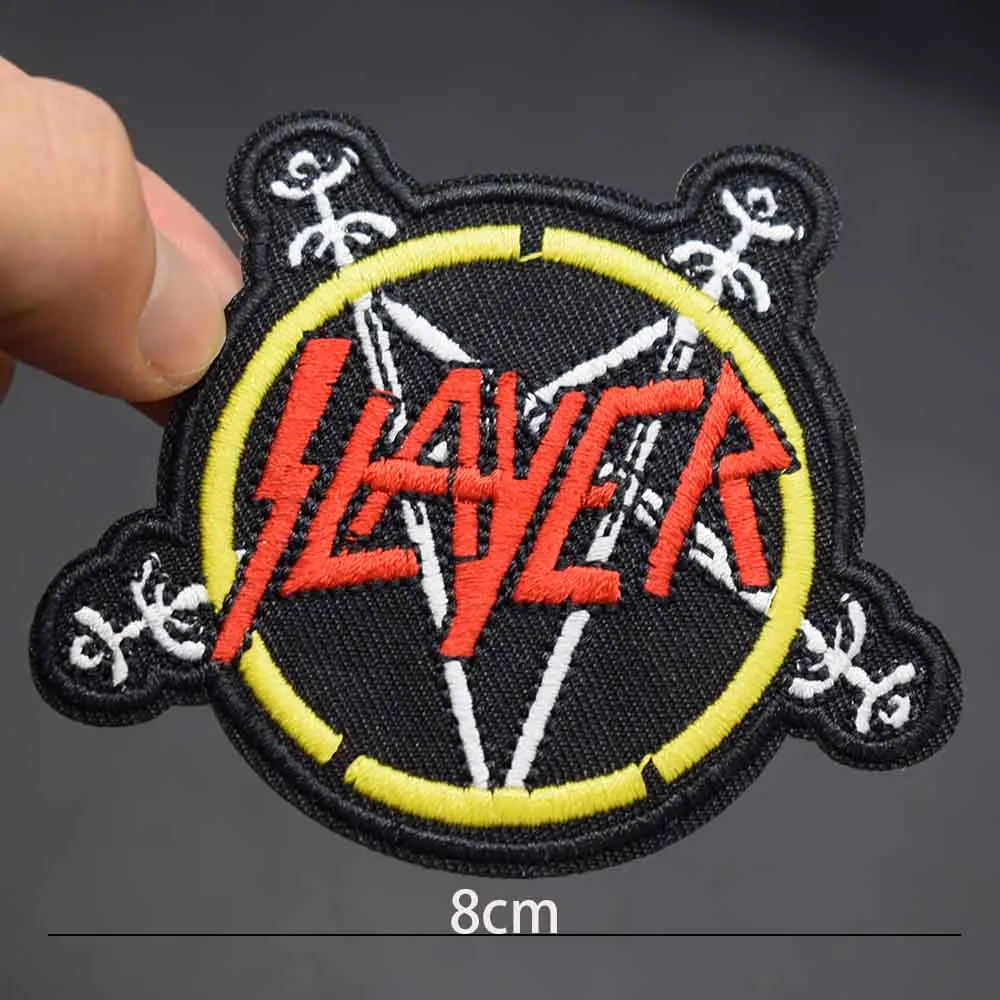 Novelty Punk Rock Music Band Iron On Patch Clothes Slayer Patch For Clothing Girl Boy Embroidered Patch