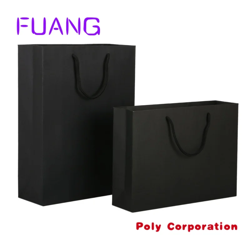 Custom  Wholesale Luxury Black Shoes Clothes Packing Paper Bags Printed Custom Logo Clothing Shopping Gift Jewelry Packaging Pap