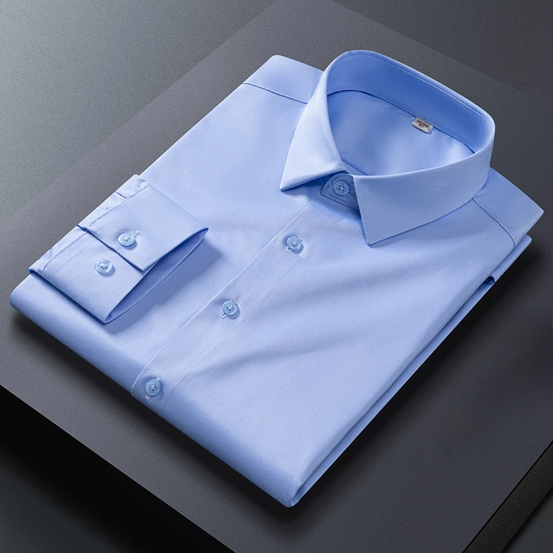 Men's Casual and Fashionable Long Sleeved Solid Color Shirt Non Ironing & Wrinkle Resistant White Black shirt men's long sleeved