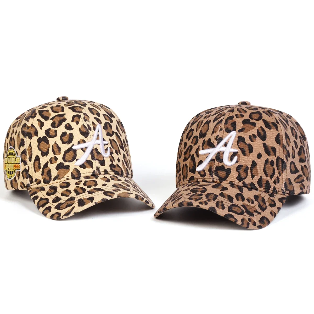 Unisex-Baseballmützen mit Buchstaben-Stickerei und Leopardenmuster für Frühling und Herbst, verstellbare Freizeithüte für den Außenbereich, Sonnenschutzhüte, Sportmützen