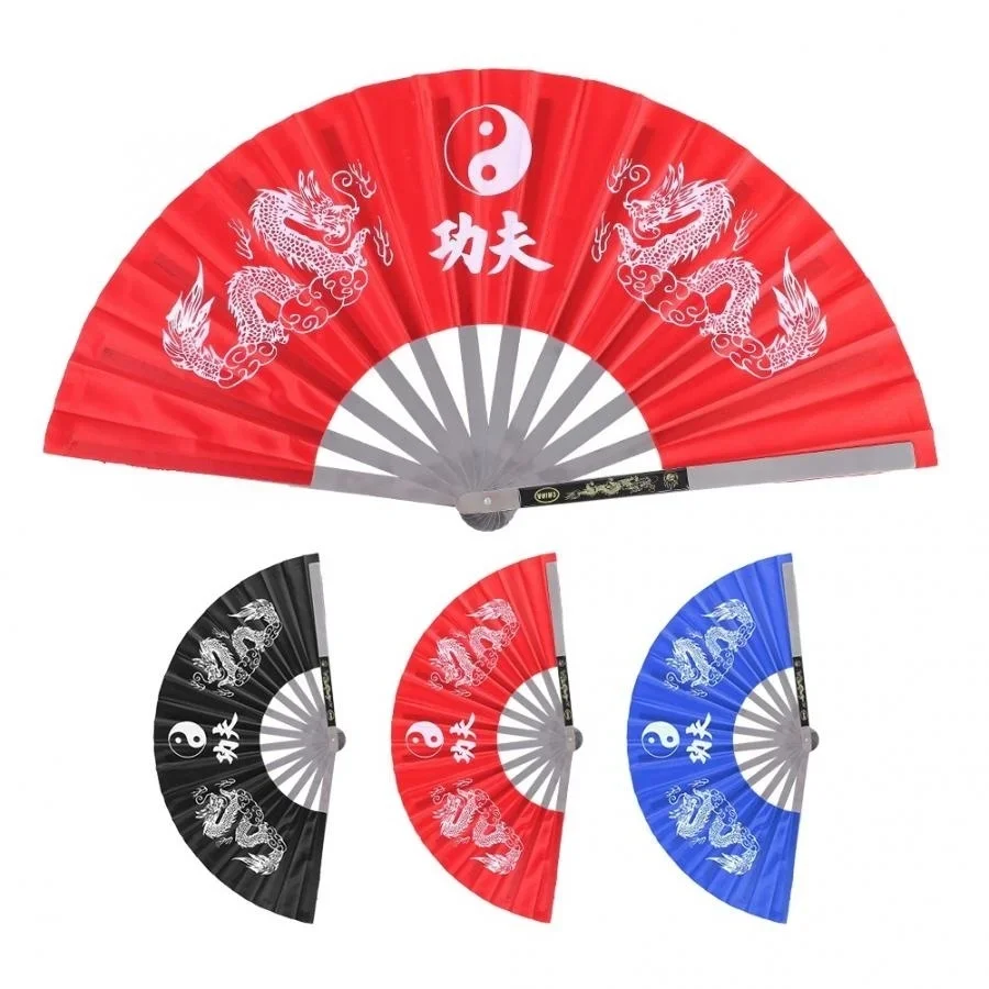 Wushu Stainless Steel Tai Chi Kung Fu Fan for Martial Arts Practice and Performance Gym Dance