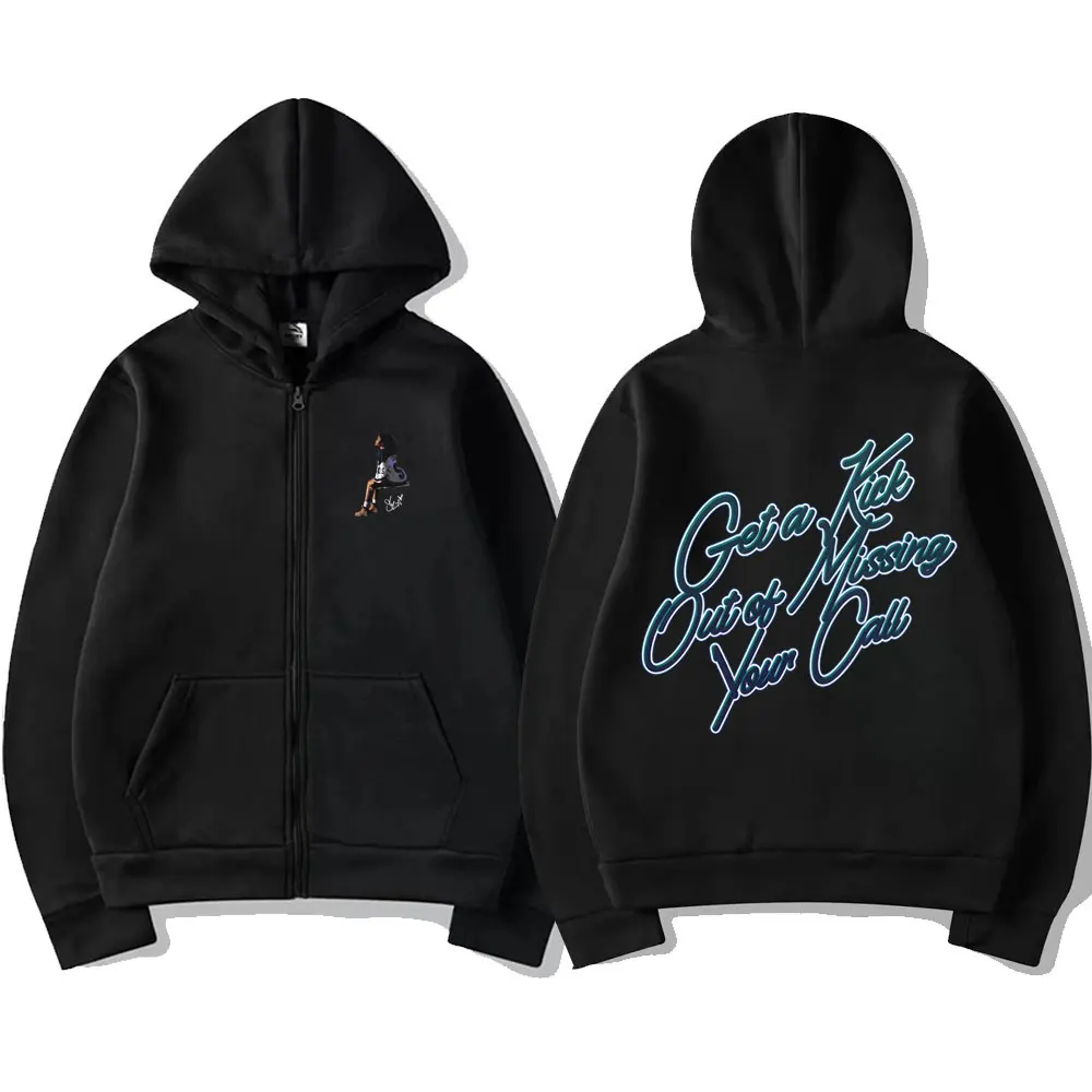 Rapper SZA Get A Kick Out of Missing Your Call Zipper Hoodie Men Women Hip Hop Fashion Oversized Zip Up Jacket Coat Streetwear