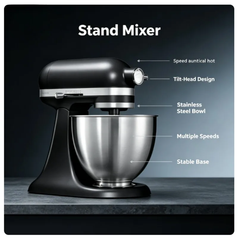3.5QT Mini Home Stand Mixer, Multifunctional Compact Kitchen Blender, Electric Whisk for Fresh Cream, Dough Kneading and Baking