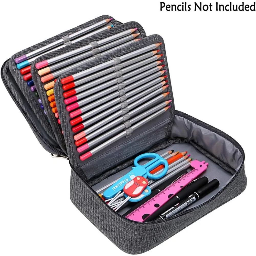 BTSKY® High Capacity Zipper Pens Pencil Case- Multi-Functional Stationery Pencil Pouch 72 Slots Colored Pencil Case Portable Pen
