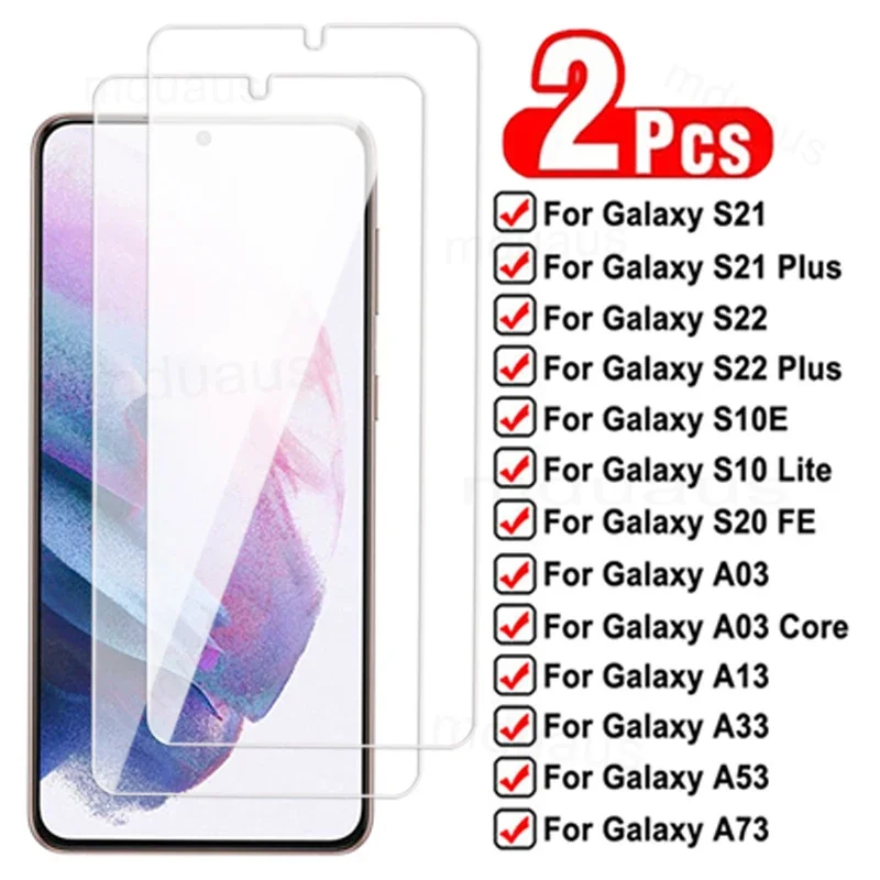 2Pcs 11D Tempered Glass For Samsung Galaxy S21 S22 Plus S10 Lite S10E S20 FE Screen Protector A03 Core A13 A33 A53 A73 Glas Film