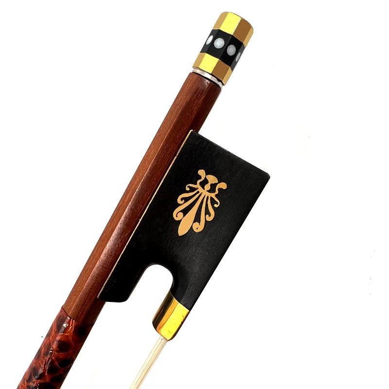 1Pcs Top best brazilwood 4/4 violin bow Fiddle Bow ,Ebony frog，natural AAA+ Siberia white horsehair horsetail，brass parts