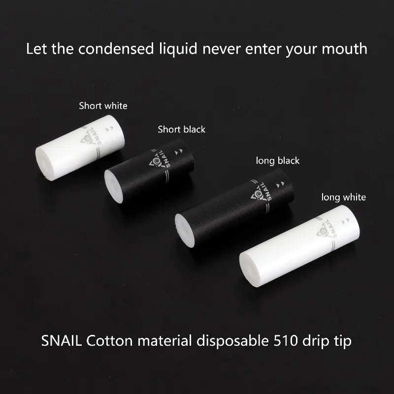 

20 шт. YFTK Snail Хлопковый материал Одноразовые 510 Капельные насадки Белый Черный Длинный Короткий Капельный Наконечник для RDA RTA RDTA Vape Tank Распылитель