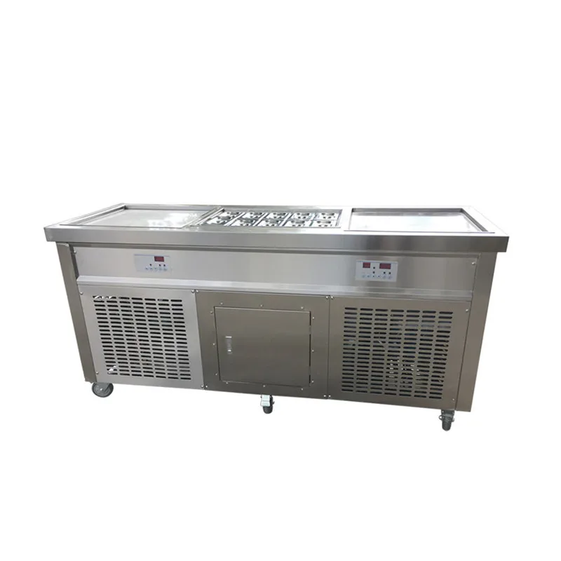 

Fruit Fried Ice Cream Machine Pan Fry Ice Cream Machine Commercial Double Plate Square Pan Stainless Steel