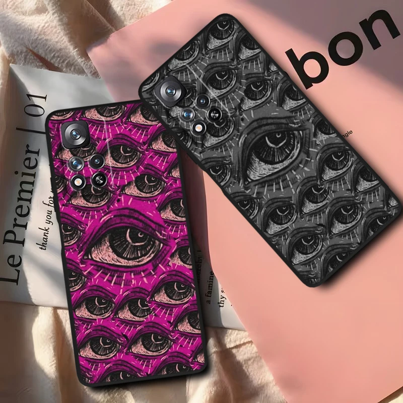 Art Devil Horror Eyes Silicone Black Phone Case For Xiaomi Redmi Note 13 12 11 11T 11S 10 10S 9 8 8T Pro Plus 5G