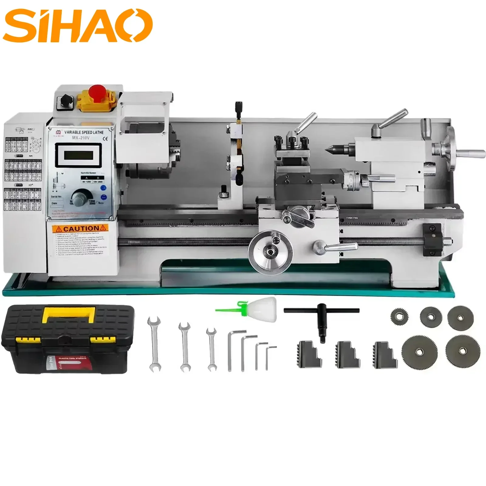 Benchtop Hobby Metal Lathe Machine by SIHAO, 220×600mm Working Length, Equipped with 3-Jaw Chuck & Variable Speed Control, High-Accuracy Desktop Turning Equipment for Thread Cutting and Drilling Tasks