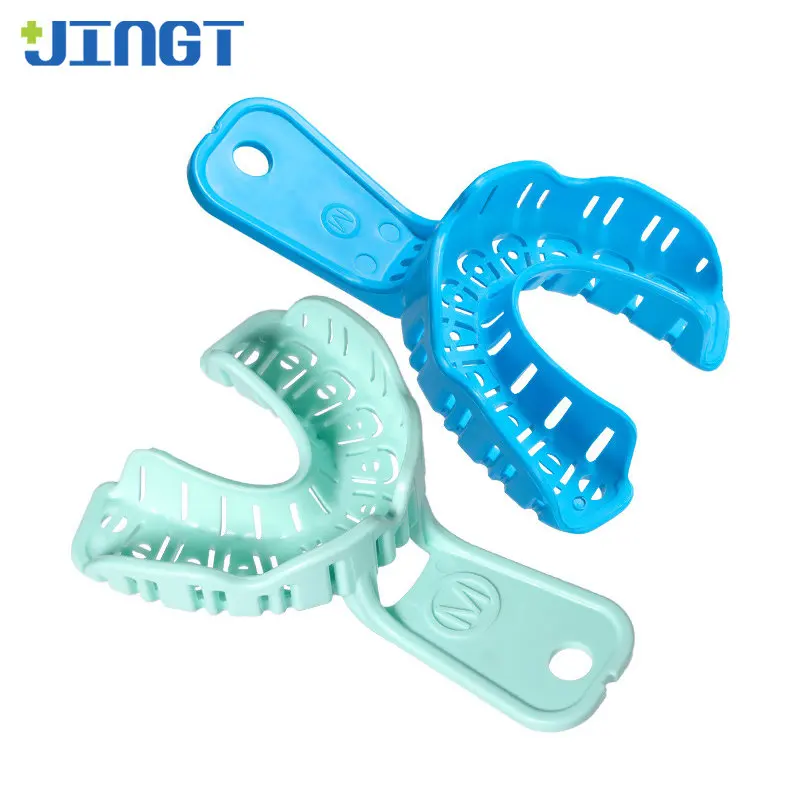 JINGT 2pcs Dental Oral Impression Tray High Temperature Resistant Plastic Silicone Rubber All-Ceramic Veneer Molded Tooth Trays