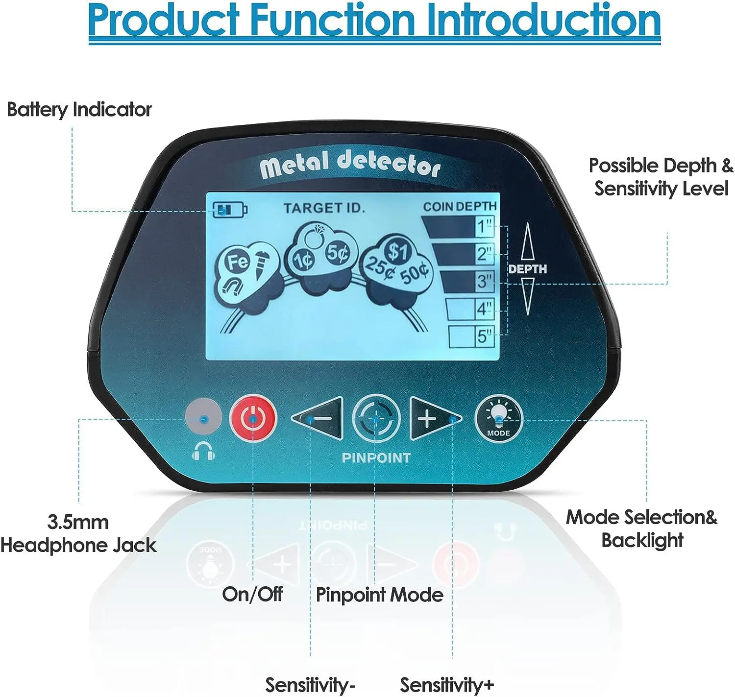 Professional Metal Detector with LCD Display, MD-4071, Waterproof, High Precision, Outdoor Gold Digger