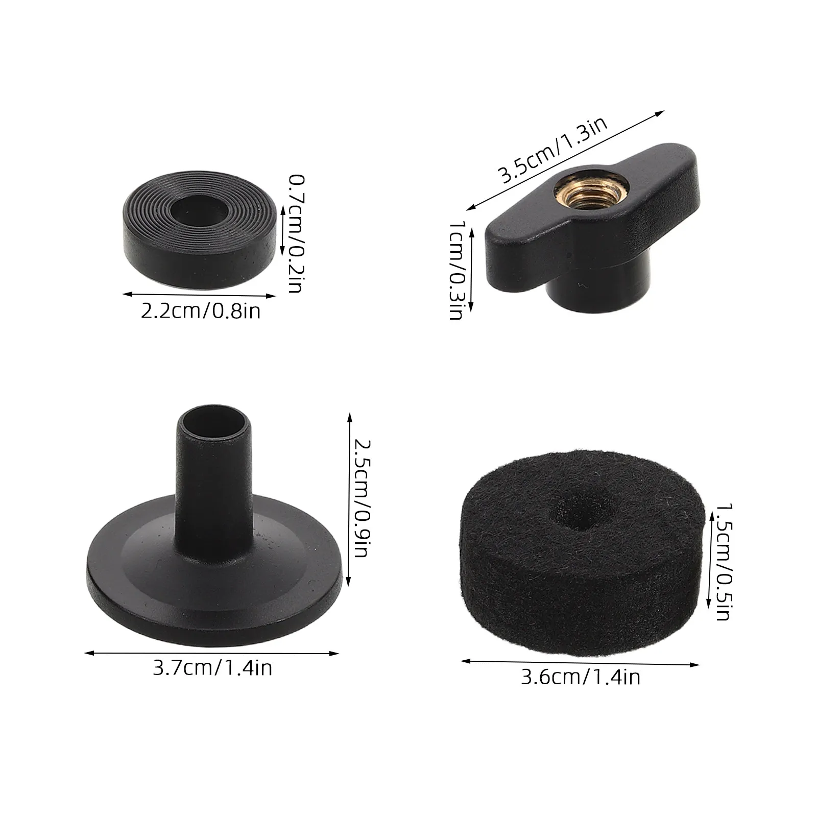 2Sets Drum Cymbal Accessories Replacement Kit Cymbal Sleeve Felt Pads Wing Nut Quick Install Stable Support for Live Studio