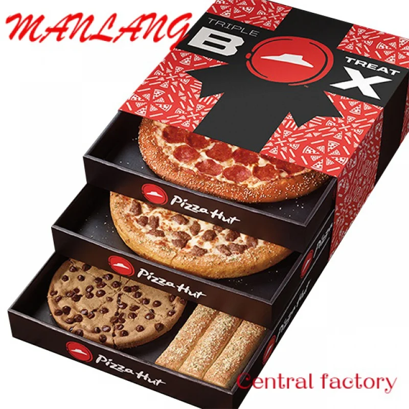 Umwelt freundliche Verpackung benutzer definierte Pappkartons Pizza Hütte Triple Treat Box