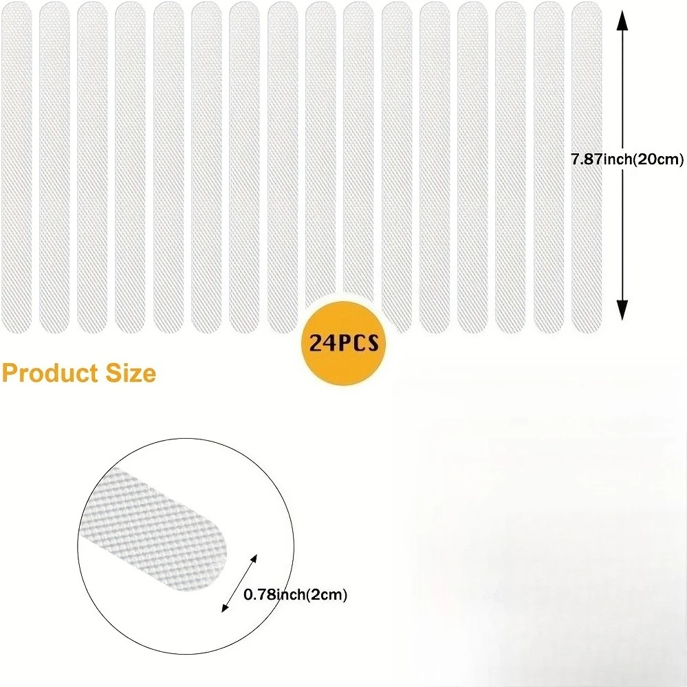 24pcs 2x20/2x38cm Non-Slip Strip Stickers, Anti Slip Grip Stickers Non Slip Strips Pad Bathtub Flooring Tape Mat for Bath Shower