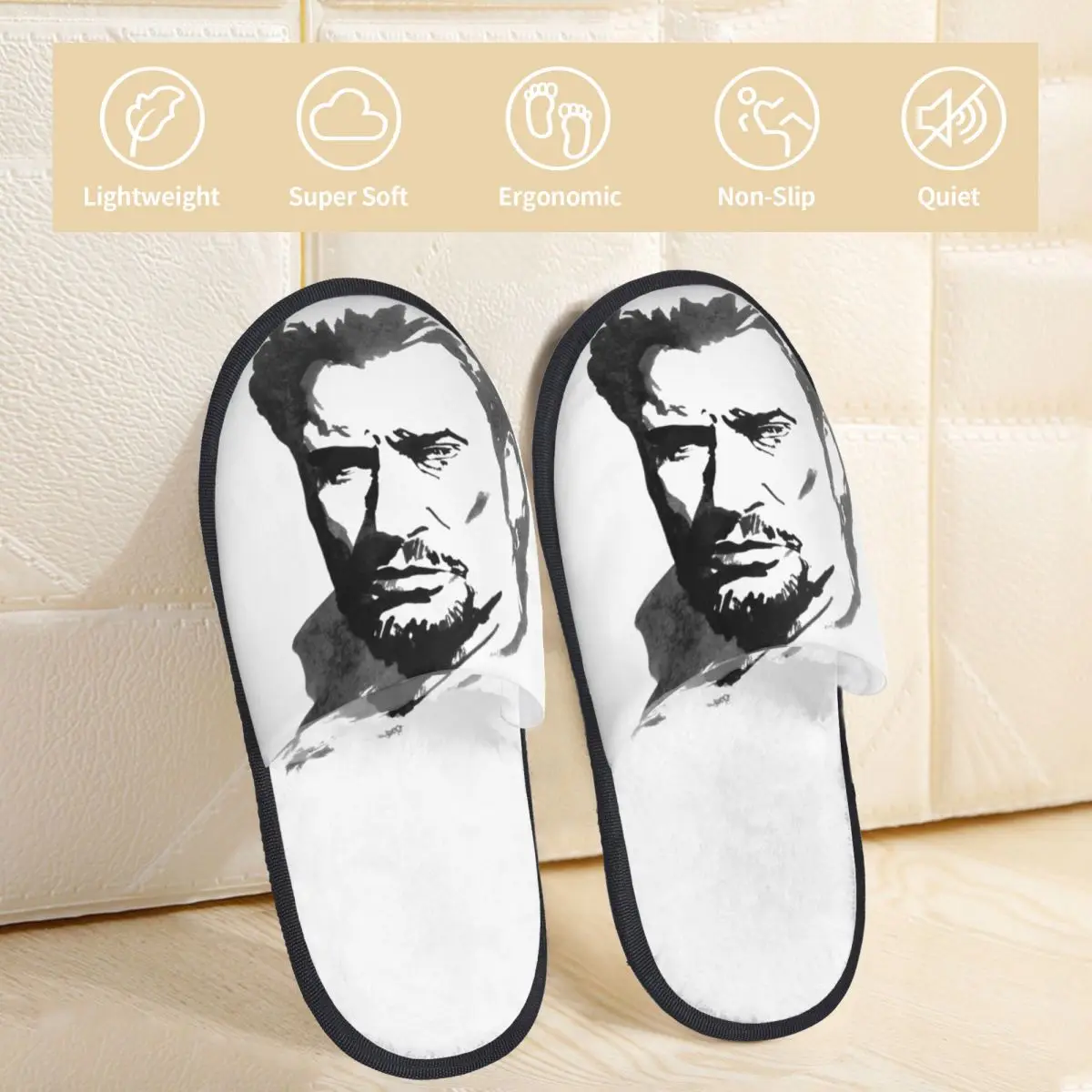 Johnny Hallyday Home Chinelos De Algodão, Slides De Pele, Cozy Non-skid Slides, Indoor Rock, Música, Merch, Casa, Inverno