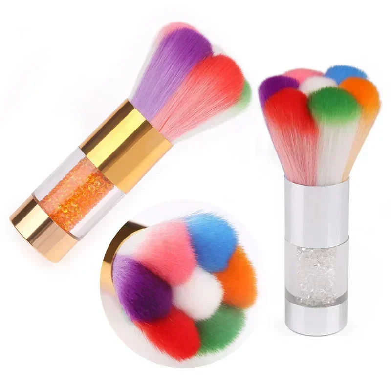 Pennello per polvere per nail art arcobaleno Strumento per la pulizia della polvere per smalto gel UV acrilico Strumento per la rimozione della polvere con glitter morbido Pennelli per trucco Strumenti per manicure