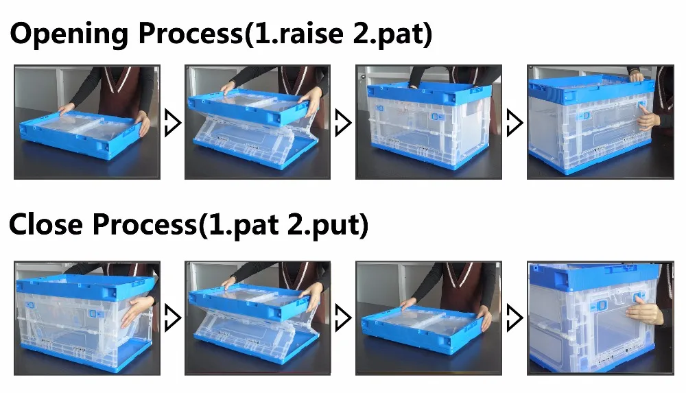 Plastic Multi Purpose Storage Foldable Plastic Box Storage Solid Box with Open Front Crate Container for Transportin