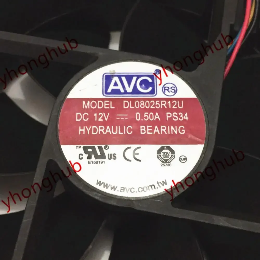 

AVC DL08025R12U PS34 DC 12 В 0,50 А 80x80x25 мм 4-проводной охлаждающий вентилятор для сервера