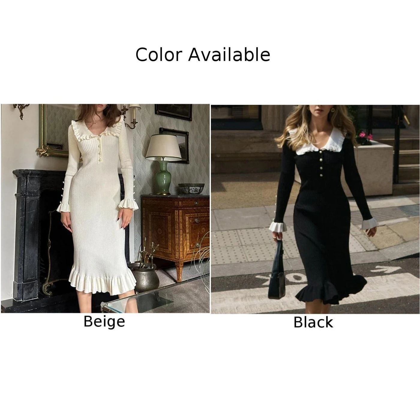 패션 핫 드레스 슬림 롱 드레스 브이넥 여성 빈티지 드레스 브랜드 신상 여성용 고탄력 폴리에스터