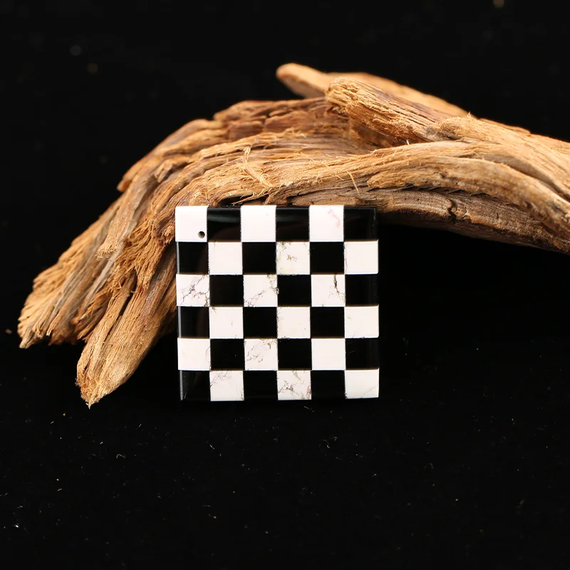 B&F Handmade Obsidian ＆White Jade Stone Pendants, Genuine Natural stones beads, Unique Stones for jewelry & DIY Earring Beads