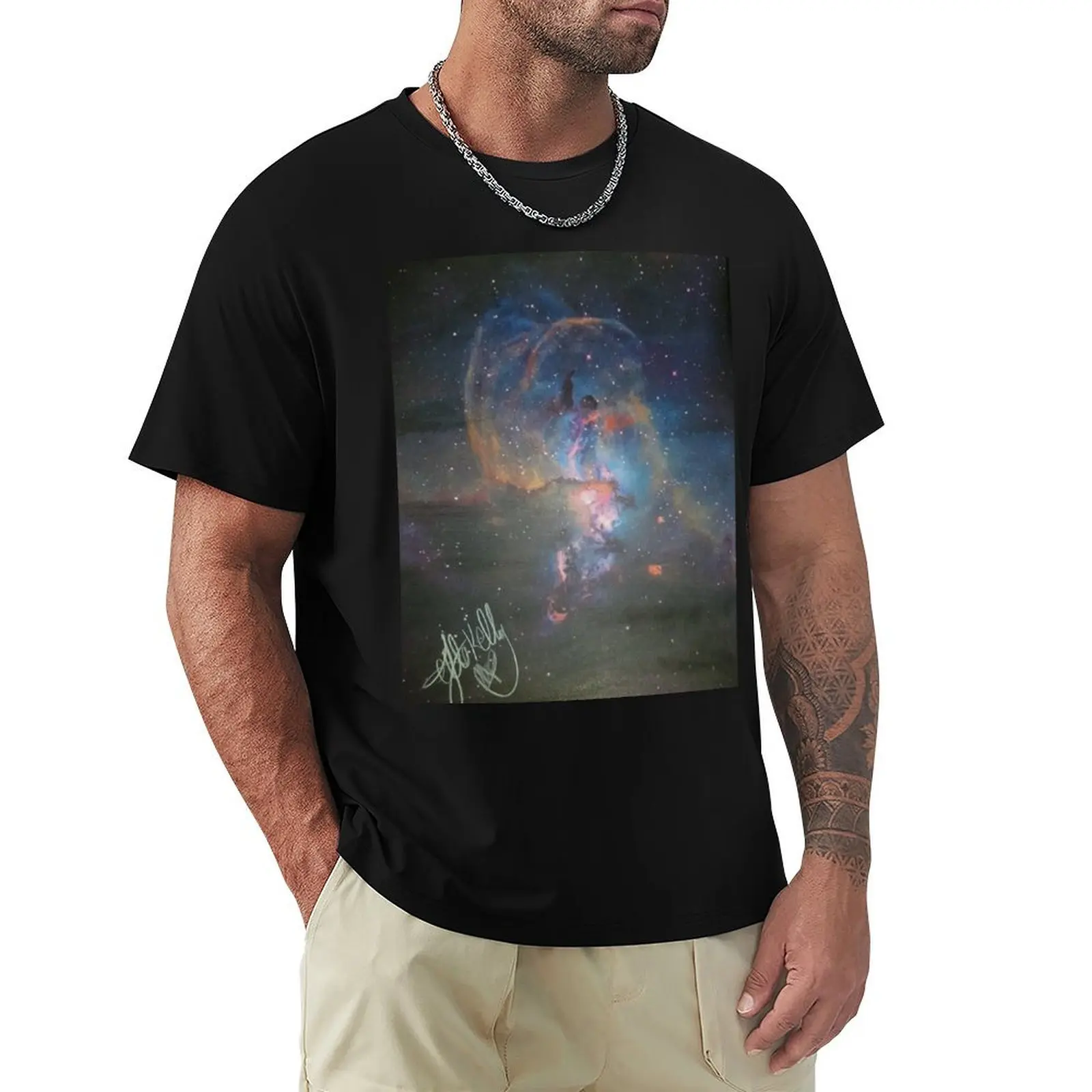 Statue of Liberty Nebula T-Shirt Big and Tall Crew Neck Tee