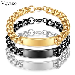 VQYSKO Personalized Partner Bracelet Made Of Stainless Steel Desired Text Engraving Bracelet For Couples Plate Pendant Christmas