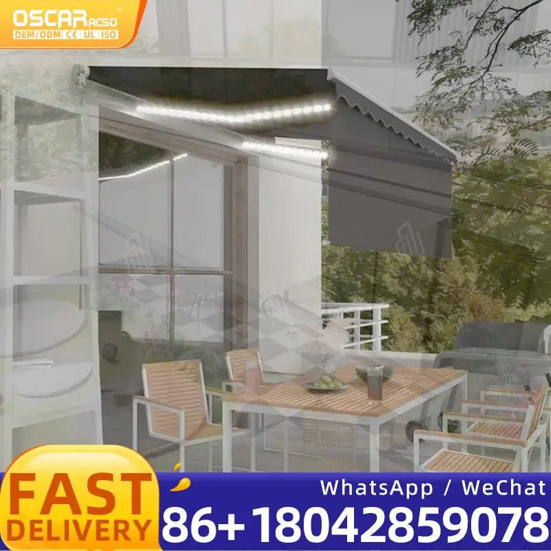 

Навес для сада и террасы из алюминиевого сплава 6063 T5 с дистанционным управлением, электрический, водонепроницаемый, ветроустойчивый, с защитой от УФ-излучения, акриловое полотно